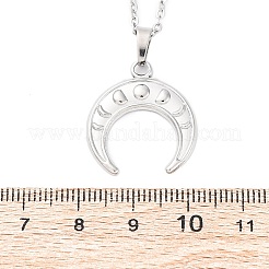 Collane con ciondolo in acciaio inossidabile 304 a doppio corno&nbsp;NJEW-M096-09P