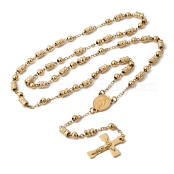 Rosenkranzperlen-Halsketten aus Edelstahl 304&nbsp;NJEW-P348-01G