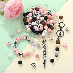 89 ensemble de perles en silicone imprimées à motifs colorés&nbsp;SIL-SZ0002-54B