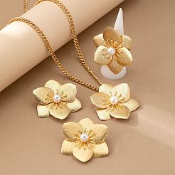 Collane con ciondolo in lega di fiori con perle finte in plastica&nbsp;FS-WG659E6-01