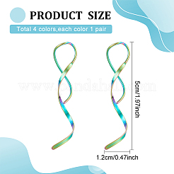 4 Paar 4 Farben 304 Edelstahl Spiral-Ohrhänger für Frauen&nbsp;EJEW-AN0003-02