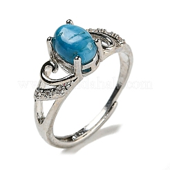 Anneaux réglables ovales en apatite naturelle&nbsp;RJEW-Q818-01P-09B