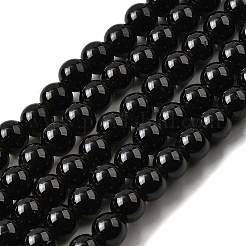 Natürliche schwarze Obsidian Perlen Stränge&nbsp;G-L632-A01-6mm