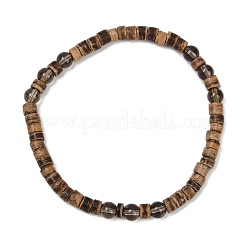 Stretch-Armbänder aus natürlichen Kokosnuss-Perlen mit flachen&nbsp;BJEW-JB11636-02
