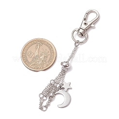 Fermagli a moschettone girevoli in lega con luna e stella e catene portacavi in ottone&nbsp;AJEW-JB01337