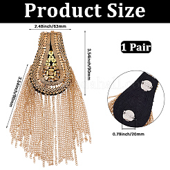 Pompon en chaîne de fer en forme de larme avec épaulettes en strass&nbsp;AJEW-WH20006-326A-G