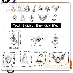 72 pièces 12 styles pendentifs en alliage de style tibétain&nbsp;FIND-SC0004-41