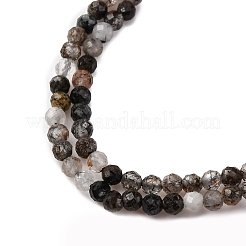 Naturale nero rutilato perle di quarzo fili&nbsp;LS-G-RM250104-C4