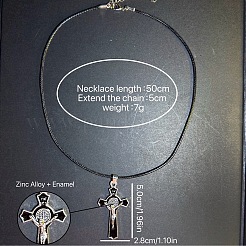 Collares con colgante de cruz crucifija de aleación esmaltada negra de estilo vintage para hombres y mujeres.&nbsp;ZV6035