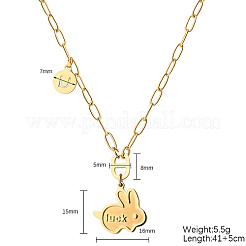 Colliers avec pendentif en acier inoxydable 304 représentant un lapin porte-bonheur&nbsp;KA9286-3