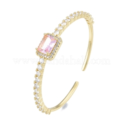 Bracelet manchette ouvert rectangle zircone cubique&nbsp;BJEW-G651-05G