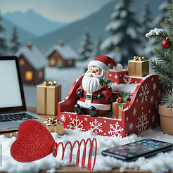 Ornement de cœur en PVC sur le thème de Noël avec ressort&nbsp;AJEW-WH0070-63