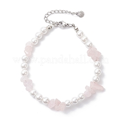 3 bracciale con perline di vetro e pietre preziose naturali miste&nbsp;BJEW-JB12318