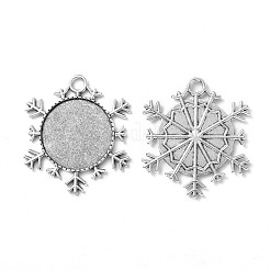 Ornements de noël en alliage de flocon de neige pendentif cabochon supports&nbsp;TIBEP-O006-29AS