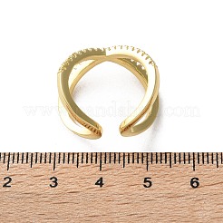 Anneaux de manchette réglables en laiton à micro-pavé de zircone cubique transparent&nbsp;X-RJEW-F101-17G