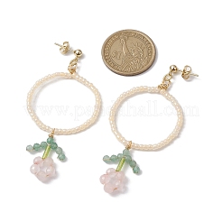 Boucles d'oreilles pendantes en perles de rocaille en verre fleur&nbsp;EJEW-MZ00148-01