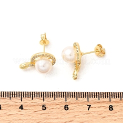 Pendientes de serpiente con micropavé de latón redondo y circonitas cúbicas transparentes&nbsp;EJEW-C154-11G