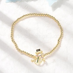 Weihnachts-Armbänder aus Messing mit Mikropflaster und Zirkonia&nbsp;BJEW-K289-01A-G