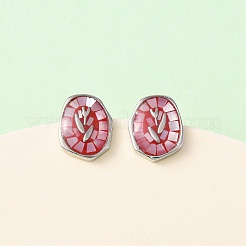 Pendientes ovalados de latón esmaltado&nbsp;EJEW-I322-04P