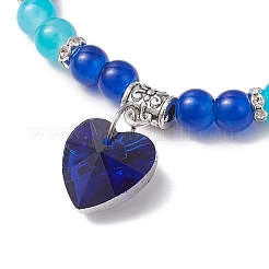 Con ciondoli a forma di cuore in vetro sfaccettato e perline distanziatrici in strass di ottone&nbsp;BJEW-JB11737