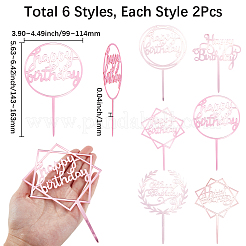 12 pièce de 6 styles de décorations de gâteaux en acrylique&nbsp;AJEW-SP0001-81B