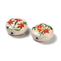 Cuentas de porcelana hechas a mano con estampado floral&nbsp;LAMP-D303-06C-03