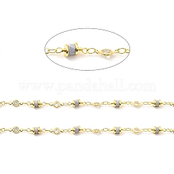 Colonna di agata di pizzo blu naturale e catena a maglie tonde piatte con zirconi cubici trasparenti&nbsp;CHC-G017-02G