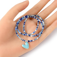 Collar de encanto de corazón de esmalte de aleación&nbsp;NJEW-PH01493-04