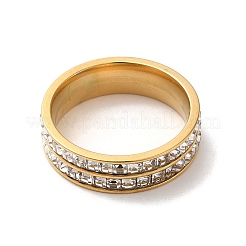 Bague en acier inoxydable 304 plaquée sous vide PVD avec zircone cubique&nbsp;RJEW-Z029-01G