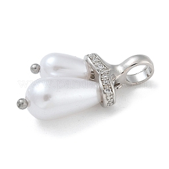 Pendentifs en perles de plastique ABS en laiton plaqué micro pavé de zircones cubiques transparentes&nbsp;KK-G515-57P