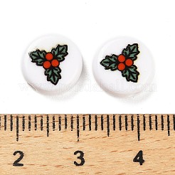 Perles acryliques opaques imprimées sur le thème de Noël&nbsp;OACR-R004-01E