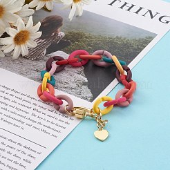 Laiton bracelets de charme de coeur&nbsp;BJEW-JB06195