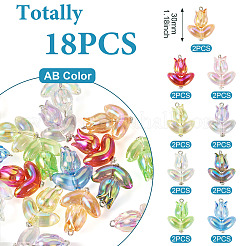 18 Stück 9 Stile Acryl- und Legierungsblumenanhänger&nbsp;PALLOY-TAC0160