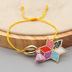 Braccialetti regolabili con ciondoli a forma di stella intrecciati con perline di vetro&nbsp;HR8950