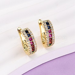 Pendientes de aro ovalados con micropavé de circonitas cúbicas de latón&nbsp;EJEW-D332-03B-G