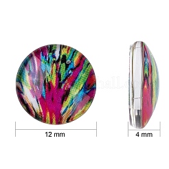 Piatta e rotonda cabochon in vetro stampato&nbsp;GGLA-N004-12mm-G-WH