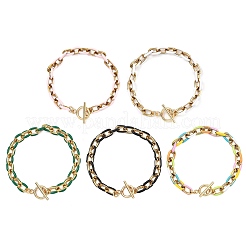 304 Edelstahl-Emaille-Kabelkettenarmbänder für Damen&nbsp;BJEW-JB13595