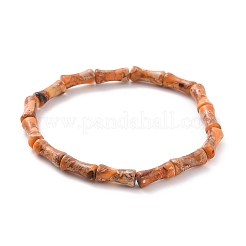 Bracelets extensibles perlés en forme de bâton de bambou en jaspe impérial naturel (teint)&nbsp;BJEW-JB09098