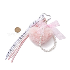 Decorazioni pendenti con cuore di peluche&nbsp;HJEW-JM04393-01