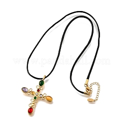 Colliers avec pendentif en acier inoxydable 304 et zircone cubique&nbsp;NJEW-H070-03G