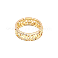 Ausgehöhlte Blume Messing Micro Pave klare Zirkonia Fingerringe&nbsp;FS-WGD1340-10