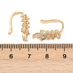 Blattförmige Manschettenohrringe aus Messing mit Mikropavé und klaren Zirkonia&nbsp;EJEW-F384-20G