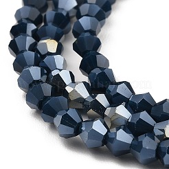 Brins de perles de verre galvanisées de couleur unie opaque&nbsp;EGLA-A039-P4mm-B09