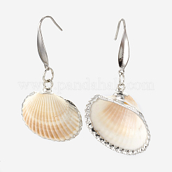 Collares colgantes de concha en espiral de electroplaca y pendientes colgantes conjuntos de joyas&nbsp;SJEW-JS01007-02
