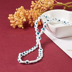 Handgemachte böse Augen Bunte Malerei flache runde Perlen Stränge&nbsp;LAMP-SZ0001-01A