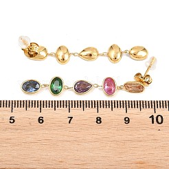 Pendientes ovalados de acero inoxidable 304 con borla en forma de lágrima&nbsp;EJEW-A161-05G-01