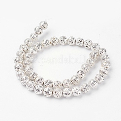 Fili di perle di roccia lavica naturale elettrodeposta&nbsp;G-G732-8mm-08