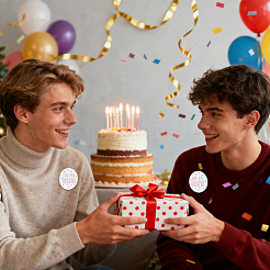 4 broche en fer blanc « C'est mon anniversaire »&nbsp;JEWB-CN0001-12A