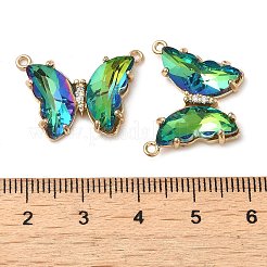 Facettierte Glasverbinder-Charms aus Messing mit Pavé-Fassung&nbsp;FIND-Z020-03S