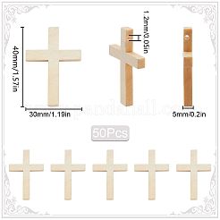50 Uds colgantes de madera&nbsp;WOOD-SC0001-69